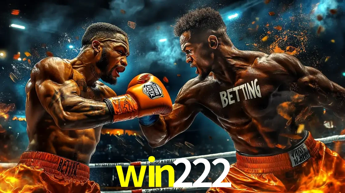 Dois boxeadores em uma luta intensa e explosiva, representando a adrenalina e as oportunidades de apostas em esportes de combate disponíveis na plataforma win222.