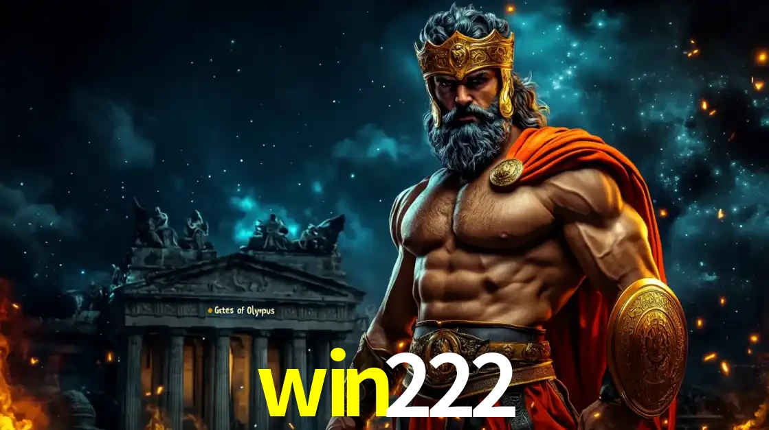 O poderoso Zeus do jogo de slot Gates of Olympus em frente ao seu templo, pronto para lançar multiplicadores divinos e prêmios épicos no cassino online win222.